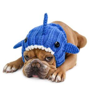 Zoo Snoods Blue Shark Knit Dog Snood Costume Small Winter Cold Wear Pet Needs